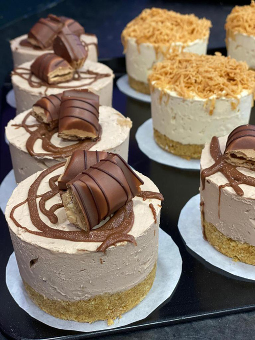 Sweet cakes with candy toppings, available at the Candy Cream dessert shop in 
Bathgate